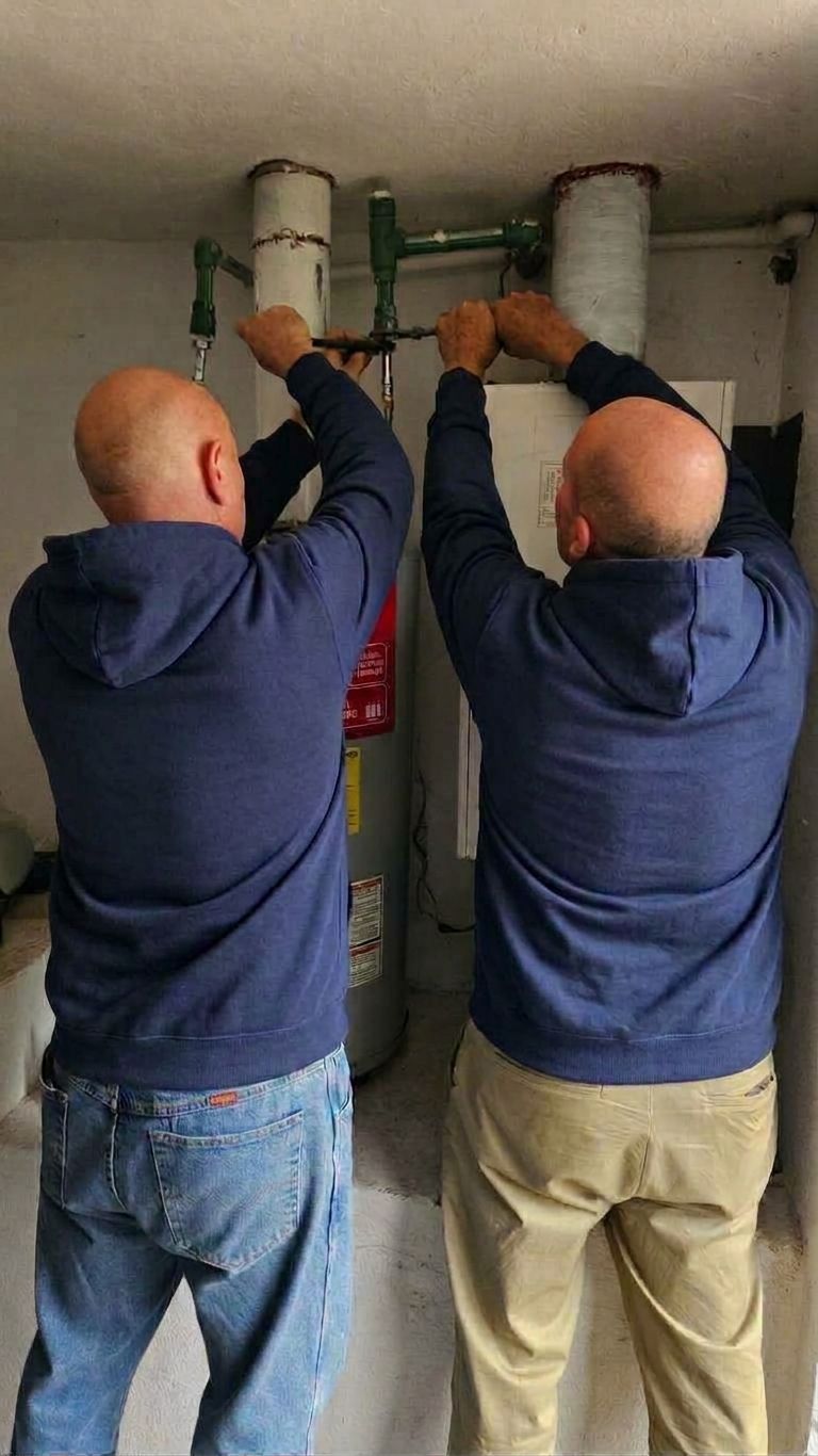 Dos personas trabajando juntas en una instalación de la casa